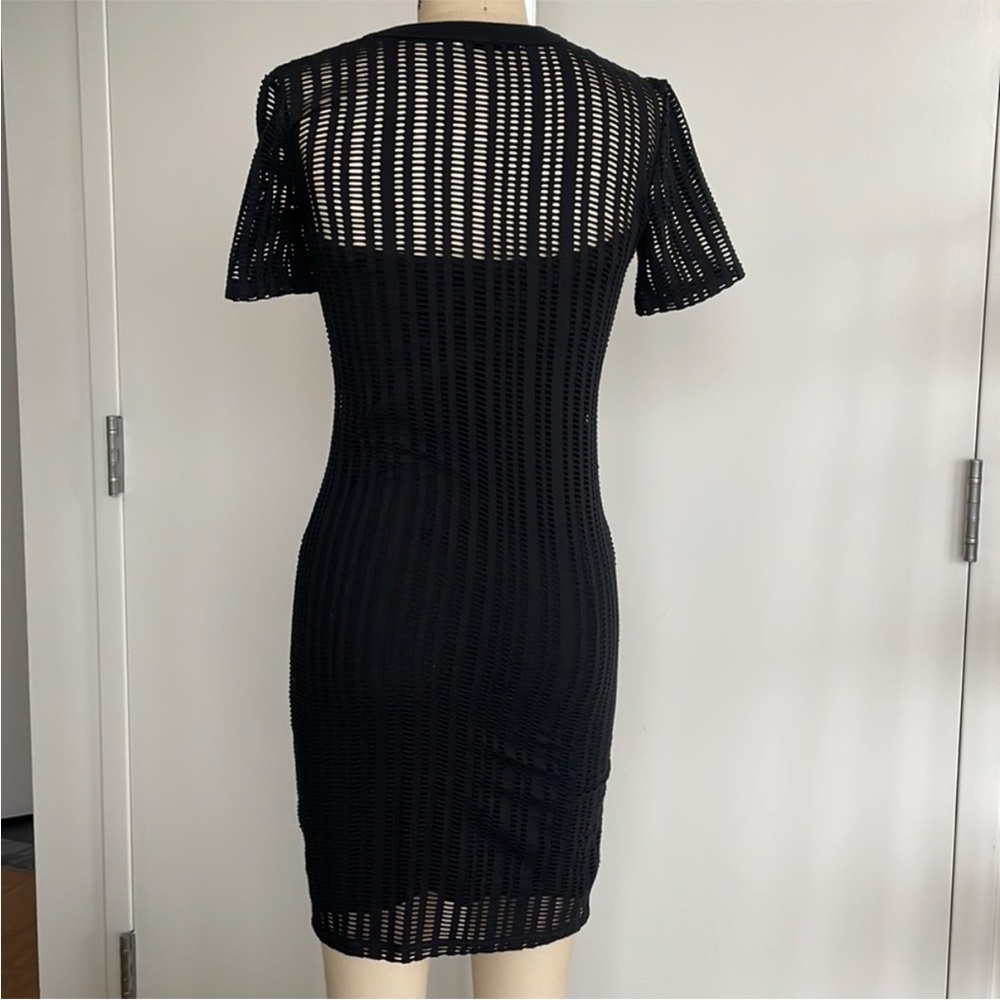 T Alexander Wang Woman’s Sheer Laser Cut Black Bodycon Whimsigoth Mini Dress S - Picture 4 of 16